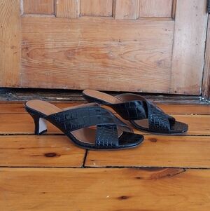 Paris Texas Black Croc-Embossed Heels